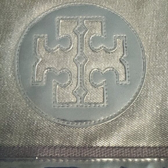 Tory Burch Navy and Denim Shoulder Tote Bag with Floral Interior - Picture 6 of 13